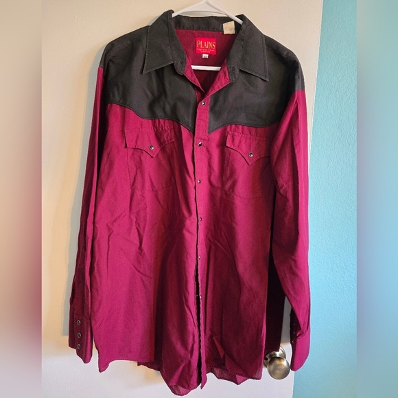 Plains Western Black & Burgundy Button-Up Size XL - Picture 1 of 3